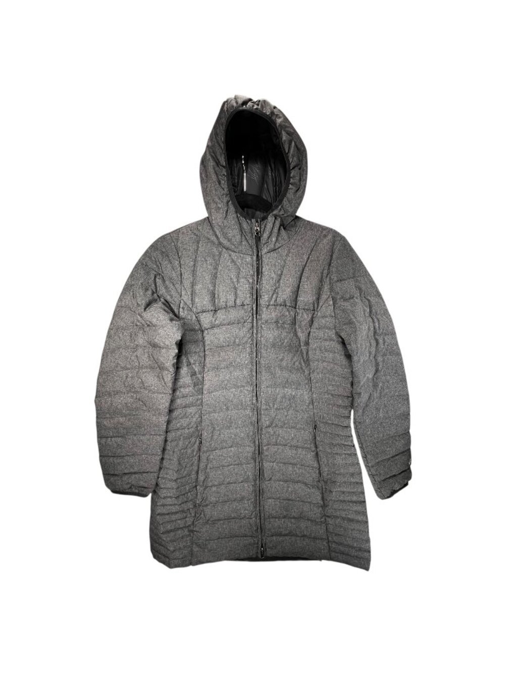 Eddie Bauer Down Puffer Coat PS Hooded Quilted Gray Packable Winter Jacket Women